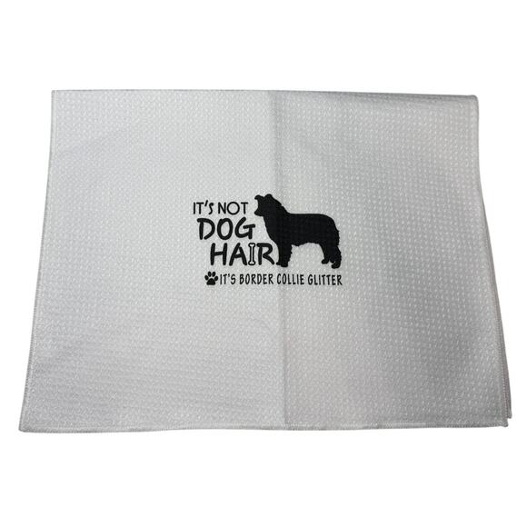 NWB Set of (4) Border Collie Collection White Waffle Kitchen Towels - Picture 3 of 4